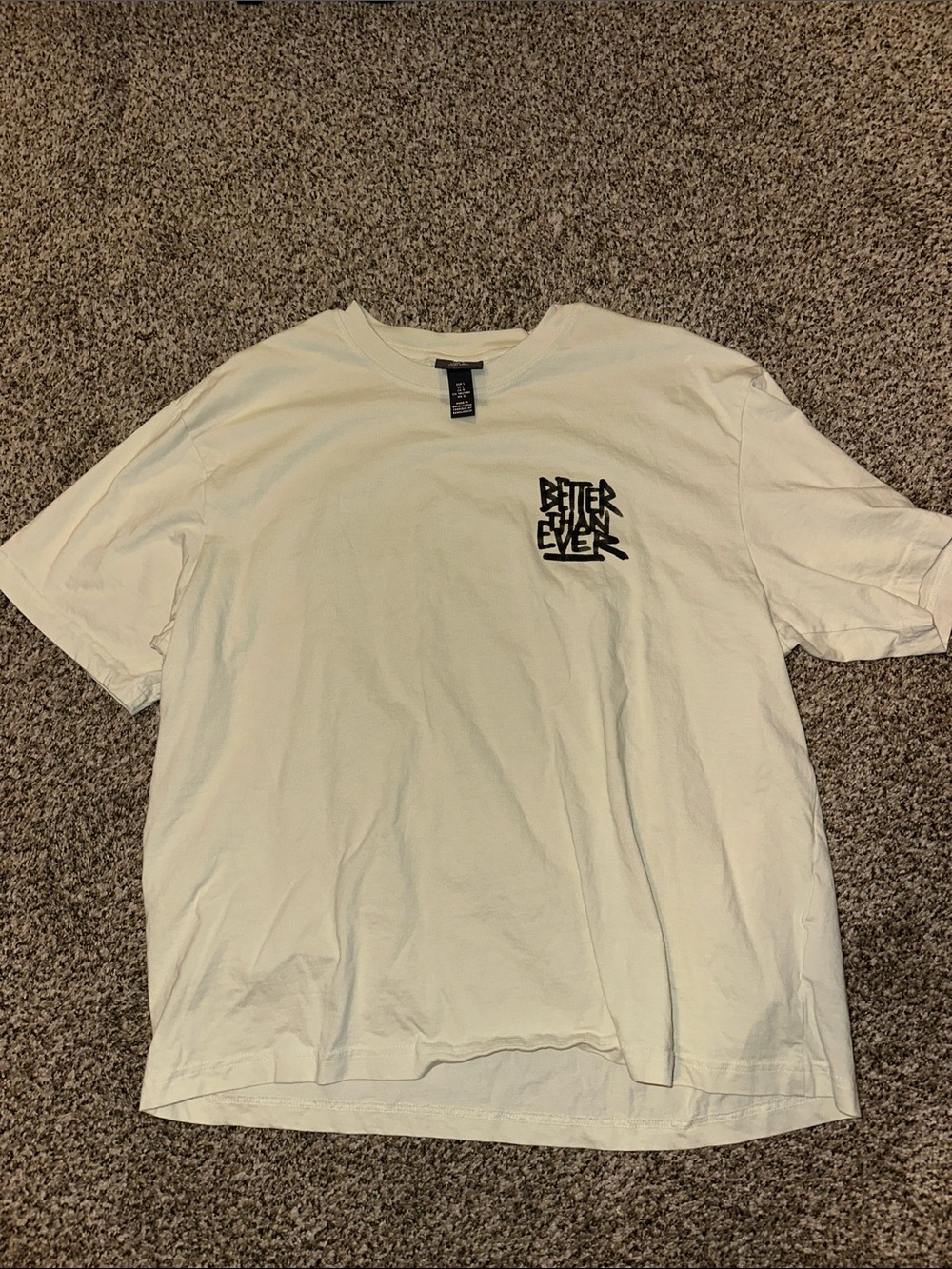 H&M Cream Short Sleeve Graphic Tee with Black Chest Print